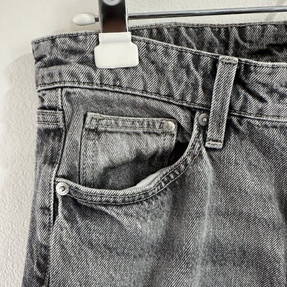 &Denim H&M Baggy Low Rise Jeans 4 Black Gray Wash Ankle Rigid Grunge - Picture 3 of 7